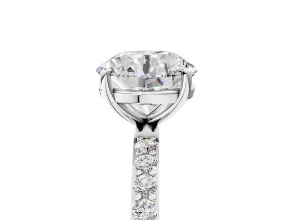 White gold Round Cut Diamond Pavé Band Solitaire Ring with Four-Prong Setting_77