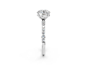 White gold Round Cut Diamond Pavé Band Solitaire Ring with Four-Prong Setting_80