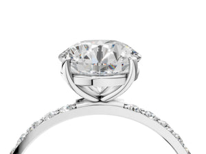 White gold Round Cut Diamond Pavé Band Solitaire Ring with Four-Prong Setting_82