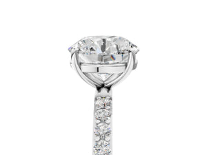 White gold Round Cut Diamond Pavé Band Solitaire Ring with Four-Prong Setting_83