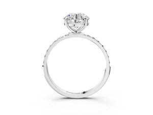 White gold Round Cut Diamond Pavé Band Solitaire Ring with Four-Prong Setting_93