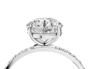 White gold Round Cut Diamond Pavé Band Solitaire Ring with Four-Prong Setting_94