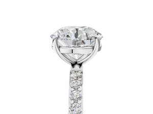White gold Round Cut Diamond Pavé Band Solitaire Ring with Four-Prong Setting_95