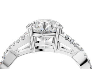 White gold Round Solitaire Twist Band with Pavé Setting and Four-Prong Setting_22