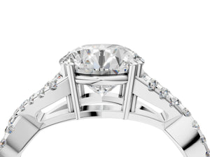 White gold Round Solitaire Twist Band with Pavé Setting and Four-Prong Setting_28