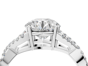 White gold Round Solitaire Twist Band with Pavé Setting and Four-Prong Setting_34