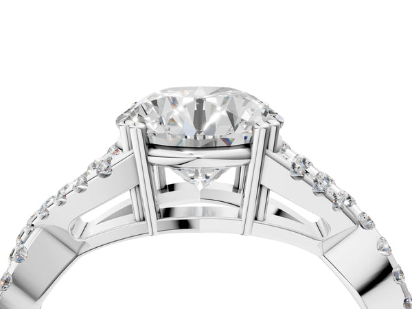 White gold Round Solitaire Twist Band with Pavé Setting and Four-Prong Setting_40