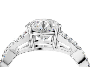 White gold Round Solitaire Twist Band with Pavé Setting and Four-Prong Setting_40