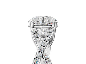 White gold Round Solitaire Twist Band with Pavé Setting and Four-Prong Setting_65