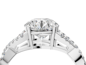 White gold Round Solitaire Twist Band with Pavé Setting and Four-Prong Setting_70