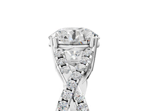 White gold Round Solitaire Twist Band with Pavé Setting and Four-Prong Setting_71