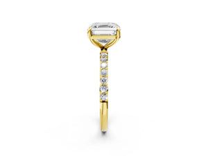 Yellow gold Asscher Cut Diamond Pavé Band Solitaire Ring with Four-Prong Setting_20