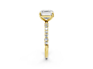 Yellow gold Asscher Cut Diamond Pavé Band Solitaire Ring with Four-Prong Setting_38