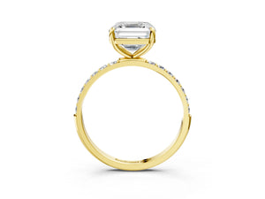 Yellow gold Asscher Cut Diamond Pavé Band Solitaire Ring with Four-Prong Setting_45