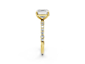 Yellow gold Asscher Cut Diamond Pavé Band Solitaire Ring with Four-Prong Setting_50
