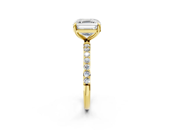 Yellow gold Asscher Cut Diamond Pavé Band Solitaire Ring with Four-Prong Setting_50