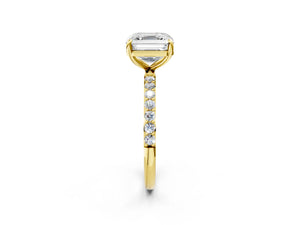 Yellow gold Asscher Cut Diamond Pavé Band Solitaire Ring with Four-Prong Setting_56