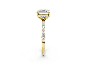 Yellow gold Asscher Cut Diamond Pavé Band Solitaire Ring with Four-Prong Setting_80