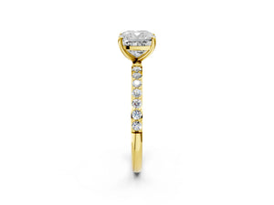 Yellow gold Cushion Cut Diamond Pavé Band Solitaire Ring with Four-Prong Setting_14