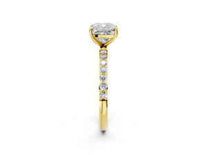 Yellow gold Cushion Cut Diamond Pavé Band Solitaire Ring with Four-Prong Setting_20