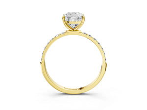 Yellow gold Cushion Cut Diamond Pavé Band Solitaire Ring with Four-Prong Setting_21