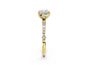 Yellow gold Cushion Cut Diamond Pavé Band Solitaire Ring with Four-Prong Setting_26