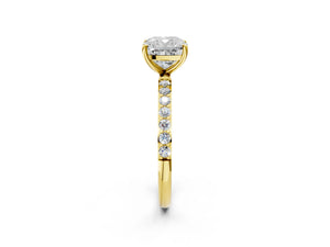 Yellow gold Cushion Cut Diamond Pavé Band Solitaire Ring with Four-Prong Setting_38