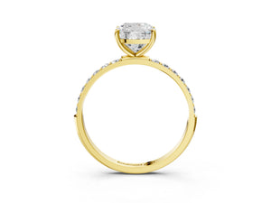 Yellow gold Cushion Cut Diamond Pavé Band Solitaire Ring with Four-Prong Setting_39