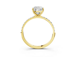 Yellow gold Cushion Cut Diamond Pavé Band Solitaire Ring with Four-Prong Setting_51