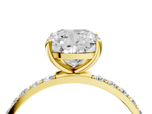 Yellow gold Cushion Cut Diamond Pavé Band Solitaire Ring with Four-Prong Setting_88