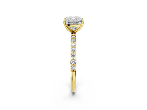 Yellow gold Cushion Cut Diamond Pavé Band Solitaire Ring with Four-Prong Setting_92