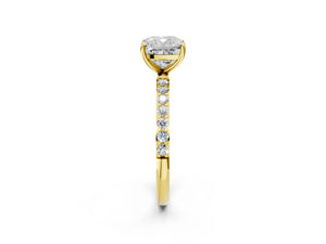 Yellow gold Cushion Cut Diamond Pavé Band Solitaire Ring with Four-Prong Setting_98