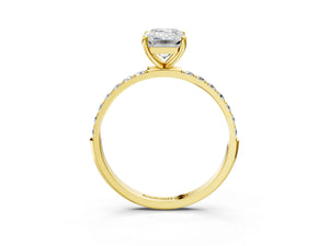 Yellow gold Emerald Cut Diamond Pavé Band Solitaire Ring with Four-Prong Setting_21