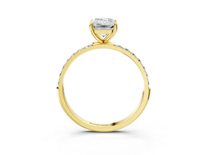 Yellow gold Emerald Cut Diamond Pavé Band Solitaire Ring with Four-Prong Setting_33