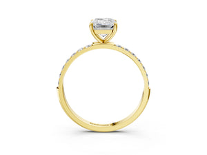 Yellow gold Emerald Cut Diamond Pavé Band Solitaire Ring with Four-Prong Setting_63