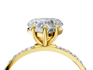 Yellow gold Heart Cut Diamond Pavé Band Solitaire Ring with Four-Prong Setting_28
