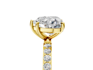 Yellow gold Heart Cut Diamond Pavé Band Solitaire Ring with Four-Prong Setting_41