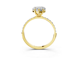 Yellow gold Heart Cut Diamond Pavé Band Solitaire Ring with Four-Prong Setting_51