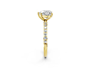 Yellow gold Heart Cut Diamond Pavé Band Solitaire Ring with Four-Prong Setting_56