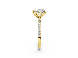Yellow gold Heart Cut Diamond Pavé Band Solitaire Ring with Four-Prong Setting_74