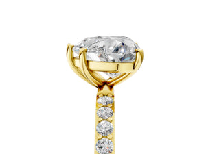Yellow gold Heart Cut Diamond Pavé Band Solitaire Ring with Four-Prong Setting_89