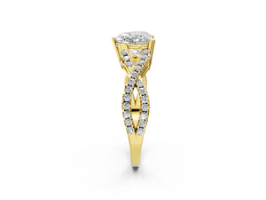 Yellow gold Heart Solitaire Twist Band with Pavé Setting and Four-Prong Setting_26