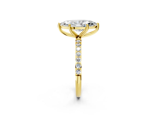 Yellow gold Marquise Cut Diamond Pavé Band Solitaire Ring with Four-Prong Setting_20
