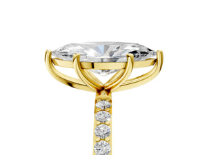 Yellow gold Marquise Cut Diamond Pavé Band Solitaire Ring with Four-Prong Setting_29