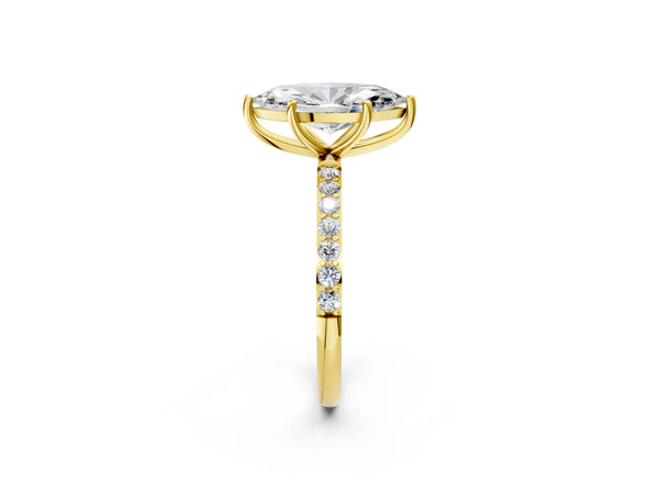 Yellow gold Marquise Cut Diamond Pavé Band Solitaire Ring with Four-Prong Setting_38