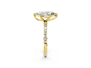 Yellow gold Marquise Cut Diamond Pavé Band Solitaire Ring with Four-Prong Setting_44