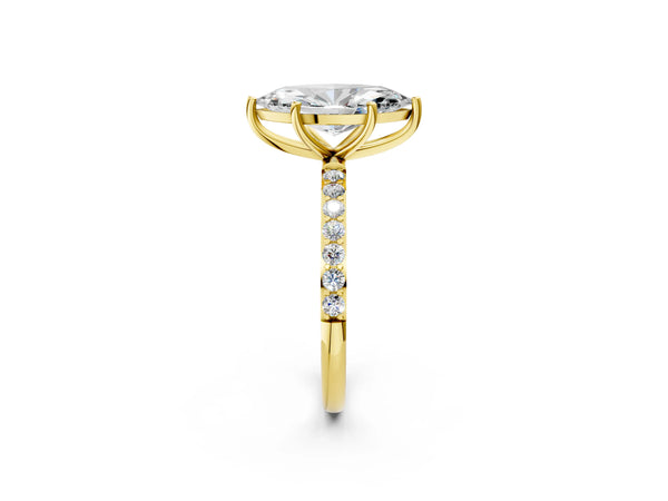 Yellow gold Marquise Cut Diamond Pavé Band Solitaire Ring with Four-Prong Setting_50
