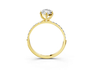Yellow gold Marquise Cut Diamond Pavé Band Solitaire Ring with Four-Prong Setting_57