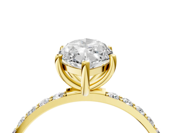 Yellow gold Marquise Cut Diamond Pavé Band Solitaire Ring with Four-Prong Setting_58