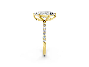 Yellow gold Marquise Cut Diamond Pavé Band Solitaire Ring with Four-Prong Setting_68